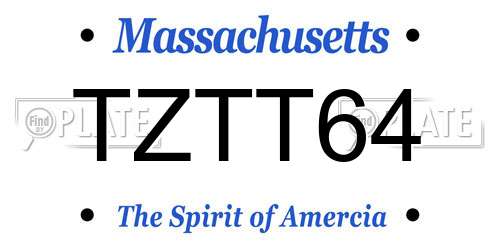 TZTT64 Massachusetts License Plate