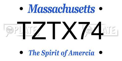 TZTX74 Massachusetts License Plate