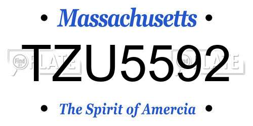 TZU5592 Massachusetts License Plate