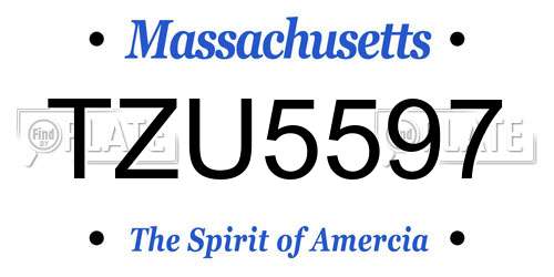 TZU5597 Massachusetts License Plate