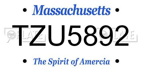 TZU5892 Massachusetts License Plate