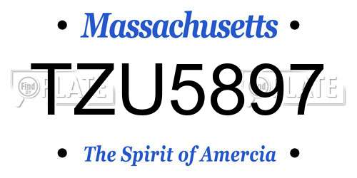 TZU5897 Massachusetts License Plate