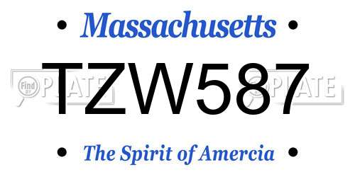 TZW587 Massachusetts License Plate