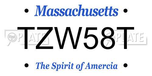 TZW58T Massachusetts License Plate