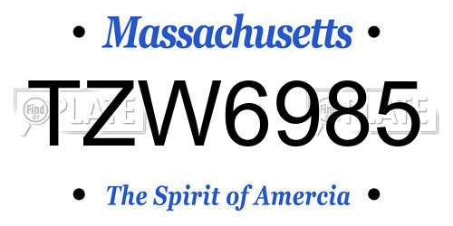 TZW6985 Massachusetts License Plate