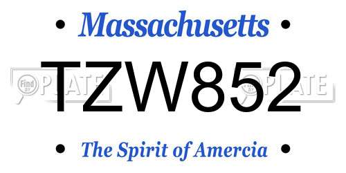 TZW852 Massachusetts License Plate
