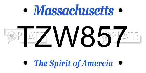 TZW857 Massachusetts License Plate