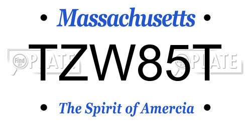 TZW85T Massachusetts License Plate