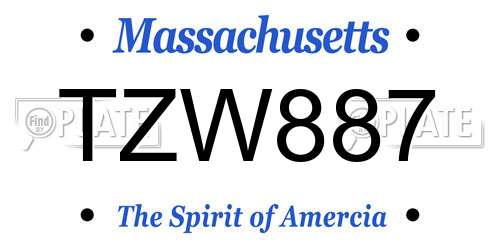 TZW887 Massachusetts License Plate