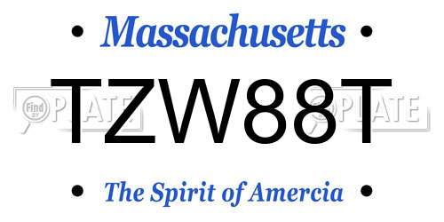 TZW88T Massachusetts License Plate