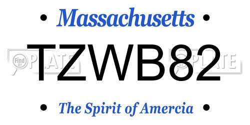 TZWB82 Massachusetts License Plate