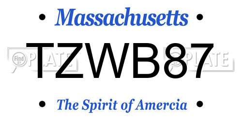 TZWB87 Massachusetts License Plate