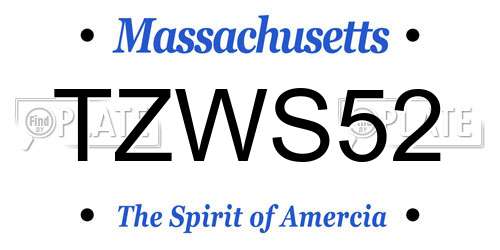 TZWS52 Massachusetts License Plate
