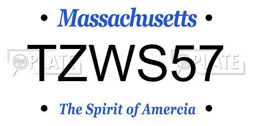 TZWS57 Massachusetts License Plate