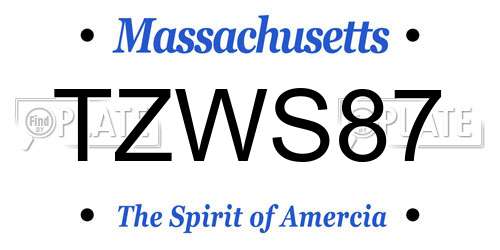 TZWS87 Massachusetts License Plate