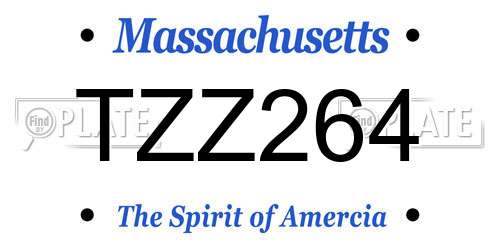TZZ264 Massachusetts License Plate