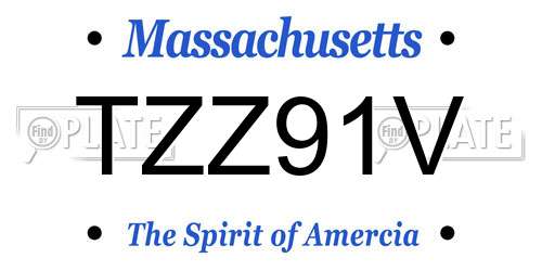 TZZ91V Massachusetts License Plate
