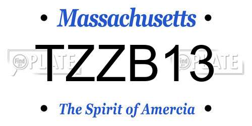 TZZB13 Massachusetts License Plate