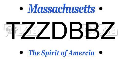 TZZDBBZ Massachusetts License Plate