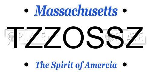 TZZOSSZ Massachusetts License Plate