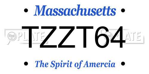 TZZT64 Massachusetts License Plate