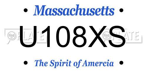 U108XS Massachusetts License Plate