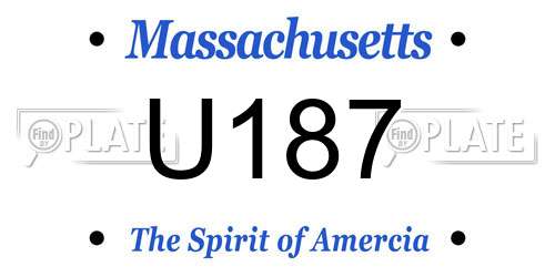 U187 Massachusetts License Plate