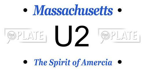 U2 Massachusetts License Plate