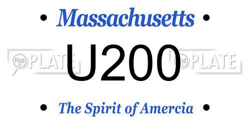 U200 Massachusetts License Plate