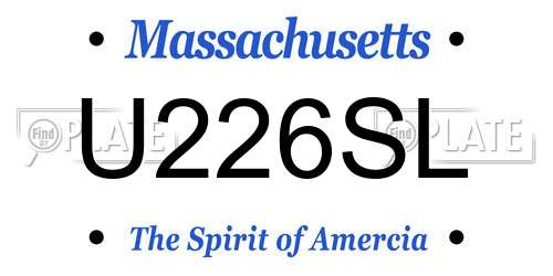U226SL Massachusetts License Plate