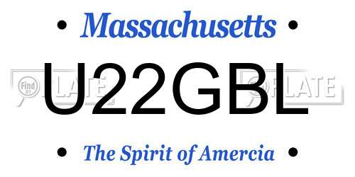 U22GBL Massachusetts License Plate