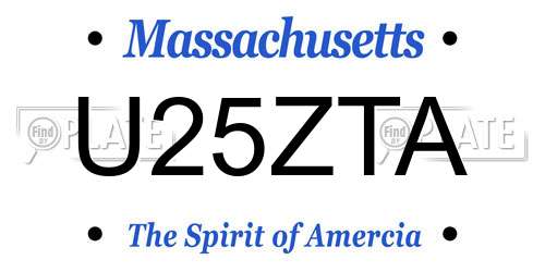 U25ZTA Massachusetts License Plate