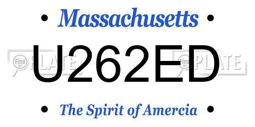 U262ED Massachusetts License Plate