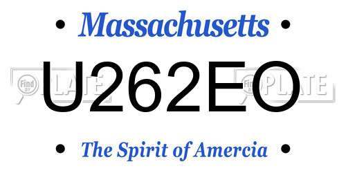 U262EO Massachusetts License Plate