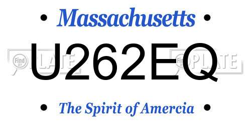 U262EQ Massachusetts License Plate