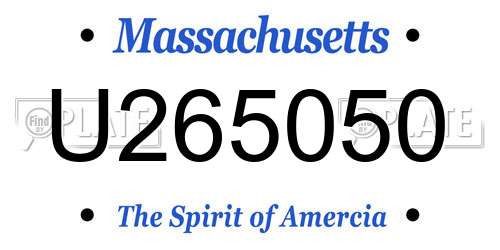 U265050 Massachusetts License Plate