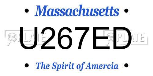 U267ED Massachusetts License Plate