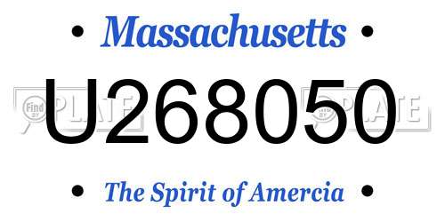 U268050 Massachusetts License Plate