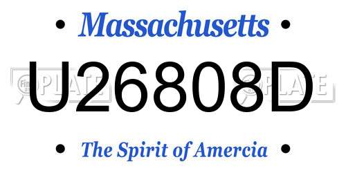 U26808D Massachusetts License Plate