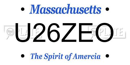 U26ZEO Massachusetts License Plate