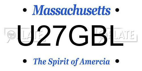 U27GBL Massachusetts License Plate