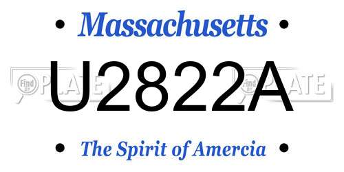 U2822A Massachusetts License Plate