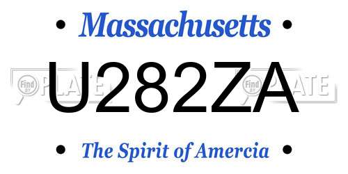 U282ZA Massachusetts License Plate