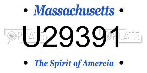 U29391 Massachusetts License Plate