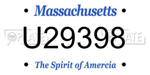 U29398 Massachusetts License Plate