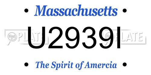 U2939I Massachusetts License Plate