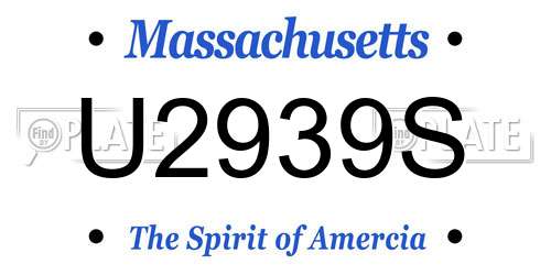 U2939S Massachusetts License Plate