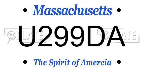 U299DA Massachusetts License Plate