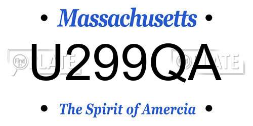 U299QA Massachusetts License Plate