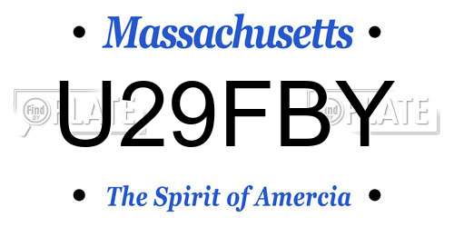 U29FBY Massachusetts License Plate